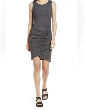 Treasure & Bond Women's Gray Ruched Side Sleeveless Dress Stretch Beach Size XXS